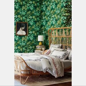 Anthropologie Embroidered Petunia Duvet Cover